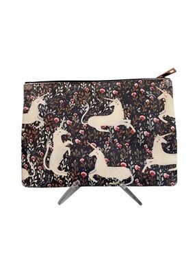 Studio Oh Black Floral Magical Unicorn Cosmetic Zipper Bag / Pouch